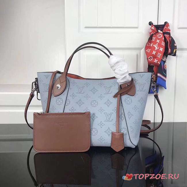 LV CALF LEATHER TOTE 34CM BLUE - 1