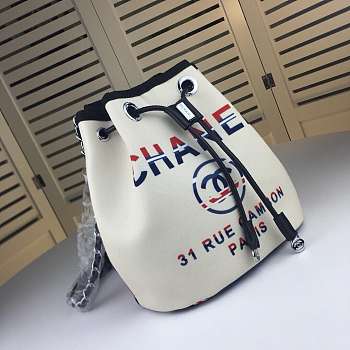CHANEL CANVAS BUCKET BAG WHITE  24CM