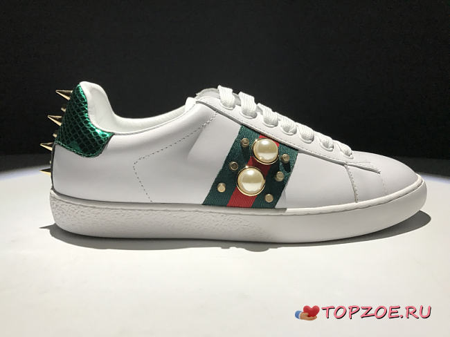 GUCCI ACE STUDDED LEATHER SNEAKER - 1