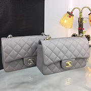 CHANEL CLASSIC FLAP BAG GREY CAVIAR LEATHER 20CM GRAY - 1