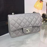 CHANEL CLASSIC FLAP BAG GREY CAVIAR LEATHER 20CM GRAY - 3
