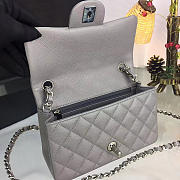 CHANEL CLASSIC FLAP BAG GREY CAVIAR LEATHER 20CM GRAY - 5