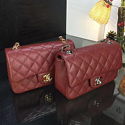 CHANEL CLASSIC FLAP BAG BURGUNDY CAVIAR LEATHER 20CM RED - 1