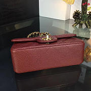 CHANEL CLASSIC FLAP BAG BURGUNDY CAVIAR LEATHER 20CM RED - 2