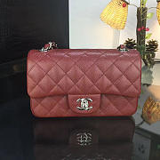 CHANEL CLASSIC FLAP BAG BURGUNDY CAVIAR LEATHER 20CM RED - 3