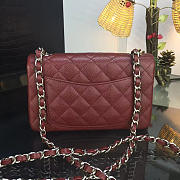 CHANEL CLASSIC FLAP BAG BURGUNDY CAVIAR LEATHER 20CM RED - 4