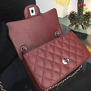 CHANEL CLASSIC FLAP BAG BURGUNDY CAVIAR LEATHER 20CM RED - 6