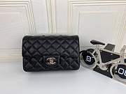 CHANEL CAVIAR LAMBSKIN LEATHER FLAP BAG BLACK GOLD/SILVER 20CM - 1