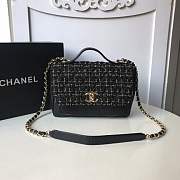 CHANEL LEATHER FLAP BAG BLACK LENGTH 23CM GOLD - 1