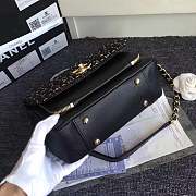 CHANEL LEATHER FLAP BAG BLACK LENGTH 23CM GOLD - 2