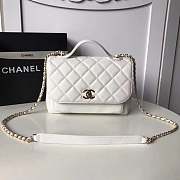 CHANEL FLAP BAG WITH TOP HANDLE GRAINED CALFSKIN & GOLD-TONE METAL WHITE - 1