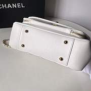 CHANEL FLAP BAG WITH TOP HANDLE GRAINED CALFSKIN & GOLD-TONE METAL WHITE - 6