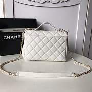 CHANEL FLAP BAG WITH TOP HANDLE GRAINED CALFSKIN & GOLD-TONE METAL WHITE - 5