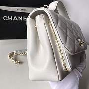 CHANEL FLAP BAG WITH TOP HANDLE GRAINED CALFSKIN & GOLD-TONE METAL WHITE - 4