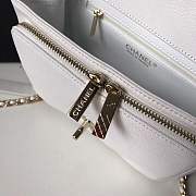 CHANEL FLAP BAG WITH TOP HANDLE GRAINED CALFSKIN & GOLD-TONE METAL WHITE - 2
