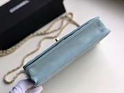 CHANEL LAMB SKIN V-TYPE CHAIN BAG BLUE - 6