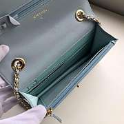 CHANEL LAMB SKIN V-TYPE CHAIN BAG BLUE - 3
