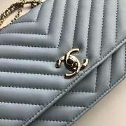 CHANEL LAMB SKIN V-TYPE CHAIN BAG BLUE - 2
