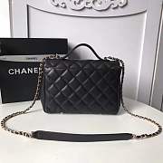 CHANEL FLAP BAG WITH TOP HANDLE GRAINED CALFSKIN & GOLD-TONE METAL BLACK - 2