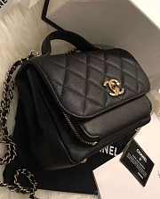 CHANEL FLAP BAG WITH TOP HANDLE GRAINED CALFSKIN & GOLD-TONE METAL BLACK - 4