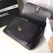 CHANEL FLAP BAG WITH TOP HANDLE GRAINED CALFSKIN & GOLD-TONE METAL BLACK - 5