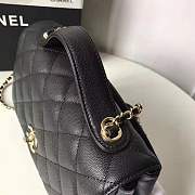 CHANEL FLAP BAG WITH TOP HANDLE GRAINED CALFSKIN & GOLD-TONE METAL BLACK - 6