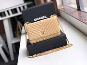 CHANEL LAMB SKIN V-TYPE CHAIN BAG YELLOW - 1