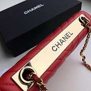 CHANEL LAMB SKIN V-TYPE CHAIN BAG RED - 4
