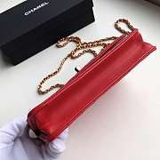 CHANEL LAMB SKIN V-TYPE CHAIN BAG RED - 2
