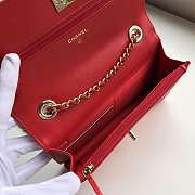 CHANEL LAMB SKIN V-TYPE CHAIN BAG RED - 6