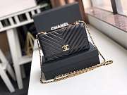 CHANEL LAMB SKIN V-TYPE CHAIN BAG BLACK - 1