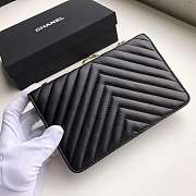 CHANEL LAMB SKIN V-TYPE CHAIN BAG BLACK - 5