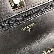 CHANEL LAMB SKIN V-TYPE CHAIN BAG BLACK - 6