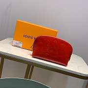LV RED COSMETIC BAG EMBOSSED LEATHER - 5