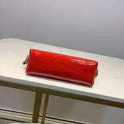 LV RED COSMETIC BAG EMBOSSED LEATHER - 4