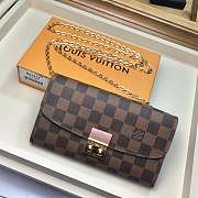 LV CROISETTE WALLET DAMIER CANVAS WALLET DETACHABLE METAL CHAIN PONK - 1