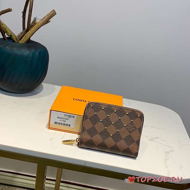 LV ZIPPY ZIPPER ZERO WALLET RIVET INLAY - 1