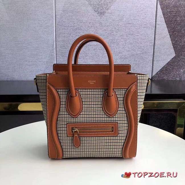CELINE NANO LUGGAGE BAG IN TWEED AND SMOOTH CALFSKIN - 1