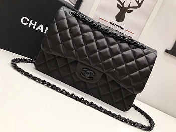 CHANEL CAVIAR LAMBSKIN LEATHER FLAP BAG BLACK 25CM