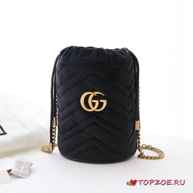 gucci black gg marmont gold vuckle leather - 1