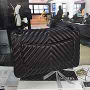 CHANEL LAMBSKIN CHEVRON QUILTED 30CM FLAP BLACK BAG - 2