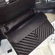 CHANEL LAMBSKIN CHEVRON QUILTED 30CM FLAP BLACK BAG - 3