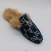 GUCCI RABBIT FUR FLAT SLIPPERS - 5