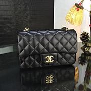 CHANEL CAVIAR LAMBSKIN LEATHER FLAP BAG BLACK GOLD/SILVER 20CM - 6