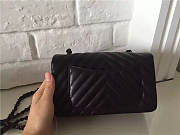 CHANEL LAMBSKIN CHEVRON QUILTED 20CM FLAP BLACK BAG - 6