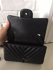CHANEL LAMBSKIN CHEVRON QUILTED 20CM FLAP BLACK BAG - 5