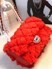 CHANEL NEW STYLE LAMB HAIR FLIP BAG RED - 1