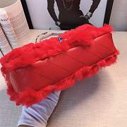 CHANEL NEW STYLE LAMB HAIR FLIP BAG RED - 5