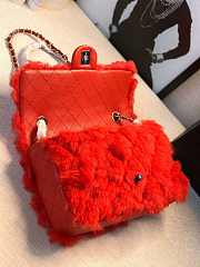 CHANEL NEW STYLE LAMB HAIR FLIP BAG RED - 3