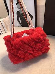 CHANEL NEW STYLE LAMB HAIR FLIP BAG RED - 2